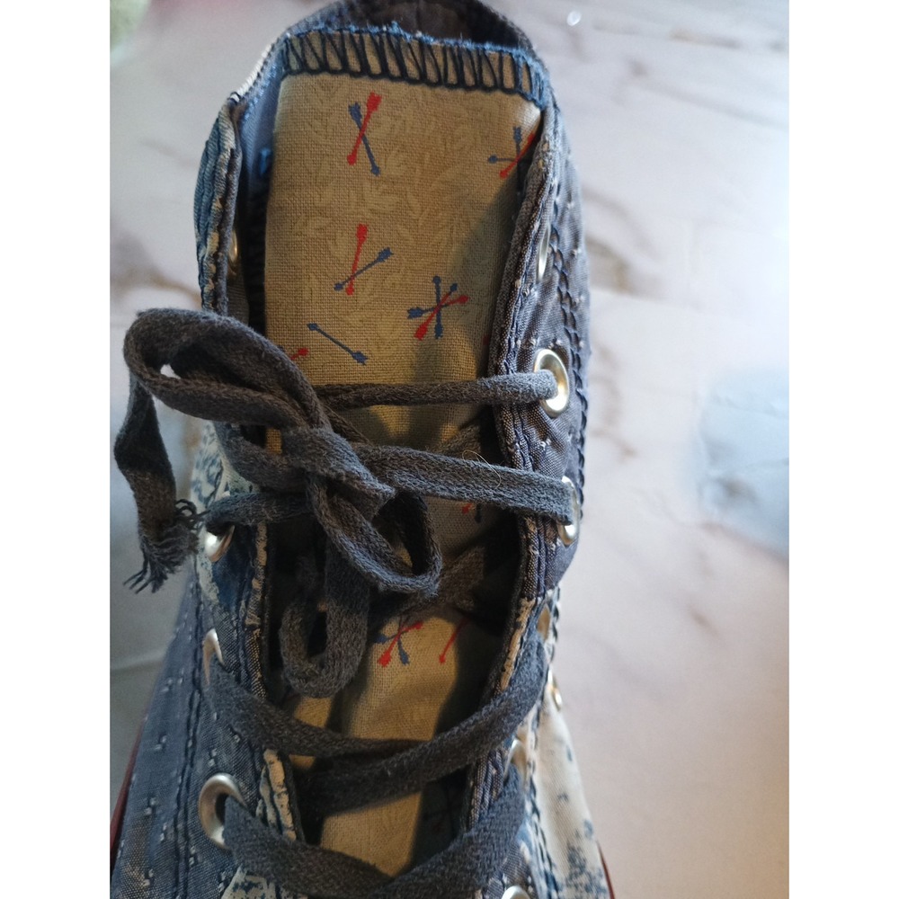 Y2K Style Disstresed Womens Convers All Star Rare Patch Work Denim Graphic Sz7.5 - Picture 9 of 16